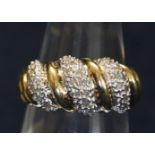 9ct gold diamond set ring. Ring size L. Approximate weight 3.7g. (B.P. 21% + VAT)