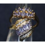 Two 9ct gold dress rings set with Tanzanite. Ring size S and M. Approximate weight 5.2g. (B.P. 21% +