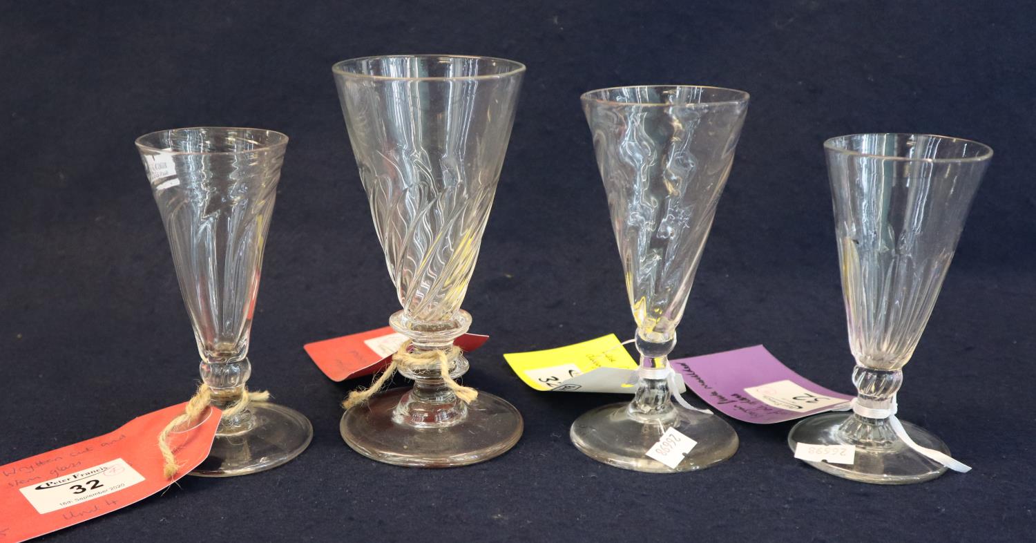 Four similar Georgian wrythen stem and ale glasses, all on circular bases. (4) (B.P. 21% + VAT) No