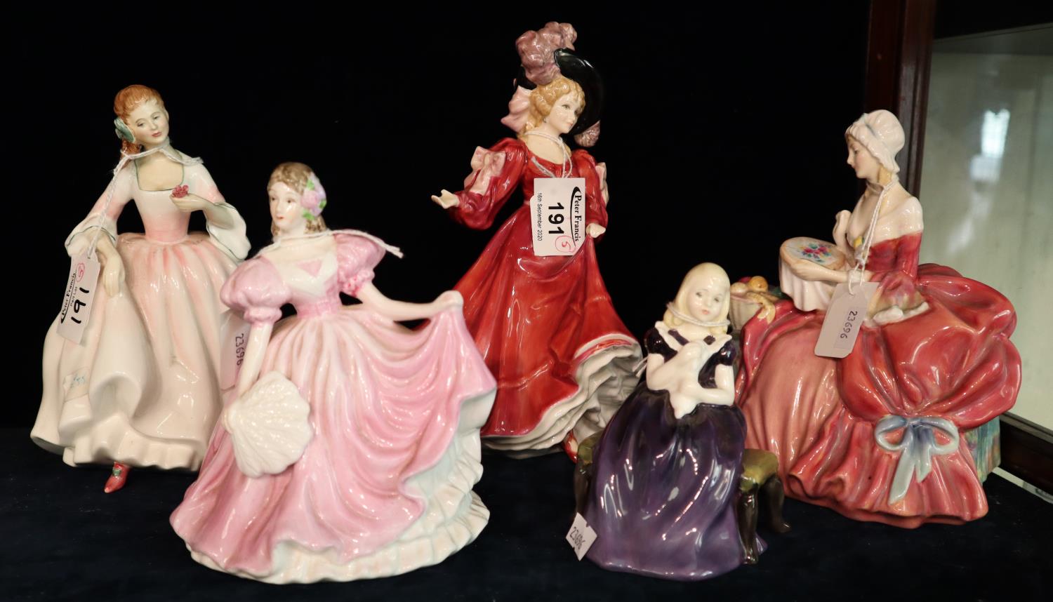 Four Royal Doulton bone china figurines to include; 'figure of the year Patricia', 'Affection' 2236,