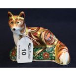 Royal Crown Derby bone china paperweight fox cub with gold stopper. Unboxed. (B.P. 21% + VAT) No
