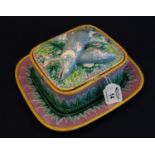 19th Century George Jones majolica lidded sardine box with separate base plate. (B.P. 21% + VAT)