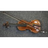Vintage two piece backed student type violin with bow. (B.P. 21% + VAT)