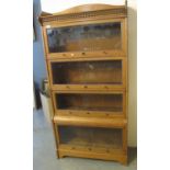 Early 20th Century pale oak four section Globe Wernicke type bookcase. Unmarked. (B.P. 21% + VAT)