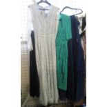 A collection of ladies vintage clothing to include; a vintage floor length white lace Frank Usher