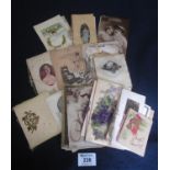 Selection of greetings cards and various postcards. 33 items. (B.P. 21% + VAT)