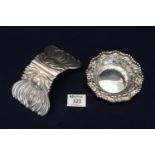 Silver foliate repousse bon-bon dish, together with a silver sandwich holder. 4.3 troy ozs approx