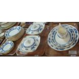 Three trays of Royal Cauldon blue and white transfer printed dragon design dinnerware to include;