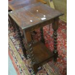 Early 20th Century oak side table with under tier standing on barley twist supports. (B.P. 21% +