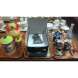 Three trays of china, various to include; ceramic animals including Wade Disney bunny, Staffordshire