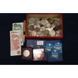 Collection of GB copper coinage and silver coins, £1 note, shilling notes etc. (B.P. 21% + VAT)