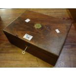 Victorian mahogany writing slope with key. Incomplete. (B.P. 21% + VAT)