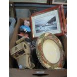 Box of assorted items to include: Myott Son & Co Englands Countryside bowls, large seashell,