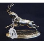 Silver plated study of a stag on naturalistic oval base. Impressed marks to the base for Spain. (B.