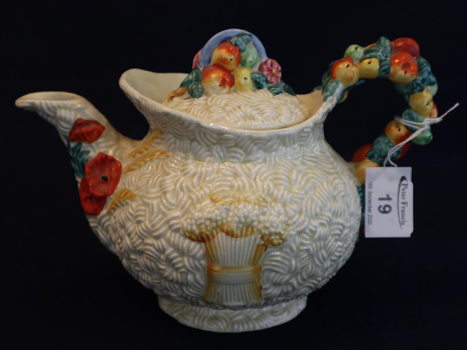 Clarice Cliff Newport pottery 'Celtic Harvest' design teapot. (B.P. 21% + VAT)