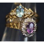 Two 9ct gold gem set rings. Ring size N and M. Approximate weight 4.3g. (B.P. 21% + VAT)