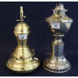 Vintage 'The Kranzow lamp' single burner base only, together with a brass burner bell shaped lamp