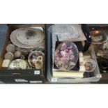 Two boxes of assorted china to include Royal Worcester Flower Fairies, collectors plates in original