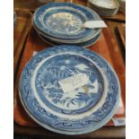 19th century Welsh and other pottery cabinet plates, to include Asiatic pheasants, Glamorgan, Baker,