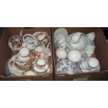 Two boxes of assorted china to include various floral teaware including Aynsley, Barratts, 19th