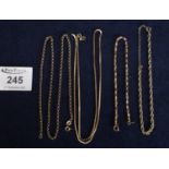 Three fine link gold chains, together with another. (4) 11.9g gold approx. (B.P. 21% + VAT)