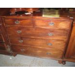 19th century mahogany straight front chest of two short and three long drawers with over metal