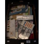 Box with all world selection of stamps in albums, stockbooks and packets and selection of