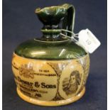 Doulton Lambeth John Dewar and sons Perth scotch Whiskey stoneware flask. Impressed marks to base (