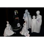 Three Coalport bone china figurines to include 'Savannah', 'Gwen', and Ladies of Fashion '