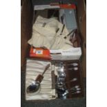 Box containing assorted mainly cased cutlery, some loose, various. (B.P. 21% + VAT)