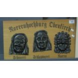 Grotesque German mask mounted panel 'Rarrenhochburg Oberfirch'. (B.P. 21% + VAT)