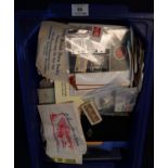 Plastic box of all world stamps in albums, stockbooks, in packets and envelopes many 100's .(B.P.