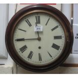 Late Victorian single train wall clock with roman numerals key and pendulum. (B.P. 21% + VAT)