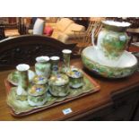 Continental fruit and floral jug and basin set with matching items. (B.P. 24% incl. VAT)
