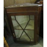 19th century mahogany inlaid astragal glazed single door hanging corner cabinet. (B.P. 21% + VAT)