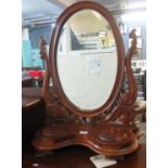 Victorian style mahogany swivel bedroom mirror two lidded compartments . (B.P. 21% + VAT)