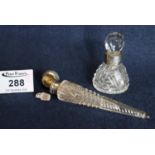 Two cut glass scent bottles with silver mounts. (2) (B.P. 21% + VAT)