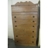 Victorian pine tallboy type chest of six drawers with turned ebonized handles 102 x 47 x 192 cm
