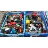 Two boxes containing assorted, play-worn Diecast model vehicles, some promotional, Matchbox etc. (