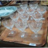 Set of 12 cut glass, hive-shaped wine glasses. Unmarked. (B.P. 21% + VAT)
