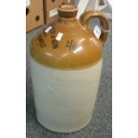 Large stoneware jar with loop handle marked 'George Palmer & son Merchants, Haverfordwest'. 42 cm