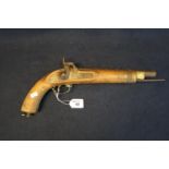 19th century Indian made British pattern muzzle loading percussion Naval pistol with brass