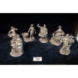 A collection of six fine pewter figurines to include 'The Strawberry Girl', 'The Fish Woman', 'The