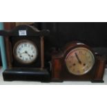 19th century two-train architectural mantel clock, possibly re-cased, together with a mid-20th