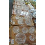 Five trays of glass to include Royal Doulton drinking vessels, globular vases and other vases
