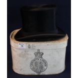 Christys' of London vintage top hat in original card box with printed labels (B.P. 21% + VAT).