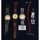 Tissot gentleman's dress watch, gold plated dress watch, Timex gold plated gentleman's watch, and