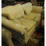 Modern large upholstered two-seater cream foliate sofa. (B.P. 21% + VAT)
