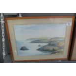 Victor Gregory, 'Devon coast from Berry Head', contemporary, watercolour, framed and glazed. 38 x