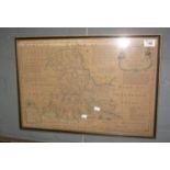 Thomas Kitchen original framed map of 'Brecknockshire'. 36 x 53 cm approx. Hogarth frame. (B.P.